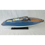 A finely detailed handmade contemporary 1/10th scale static model; Rama Blue Sapphire motor launch,