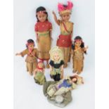 A collection of four Native American type dolls c1970s,