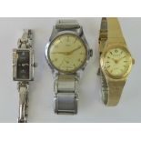 Wristwatches; a mens Oris wristwatch; cream dial, yellow metal hands, Arabic numerals and batons,