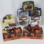 Ten die-cast model vehicles: a Matchbox Collectibles 1920s Mac truck;