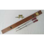 A Birmingham made mahogany John Raybone and Sons spirit level with brass fittings,