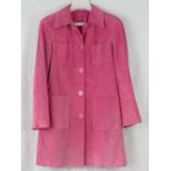 Betty Barclay; a hot pink suede coat, size 10 (approx sizes; waist 82cm, shoulders 44cm,