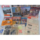 A quantity of vintage motorcycle-related publications including a Triumph Owners Handbook and