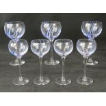 Caithness glass; three large and four small champagne or cocktail glasses,