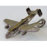Halifax - A good silver-plated deskpiece model; depicting four-engined heavy bomber c1940s;