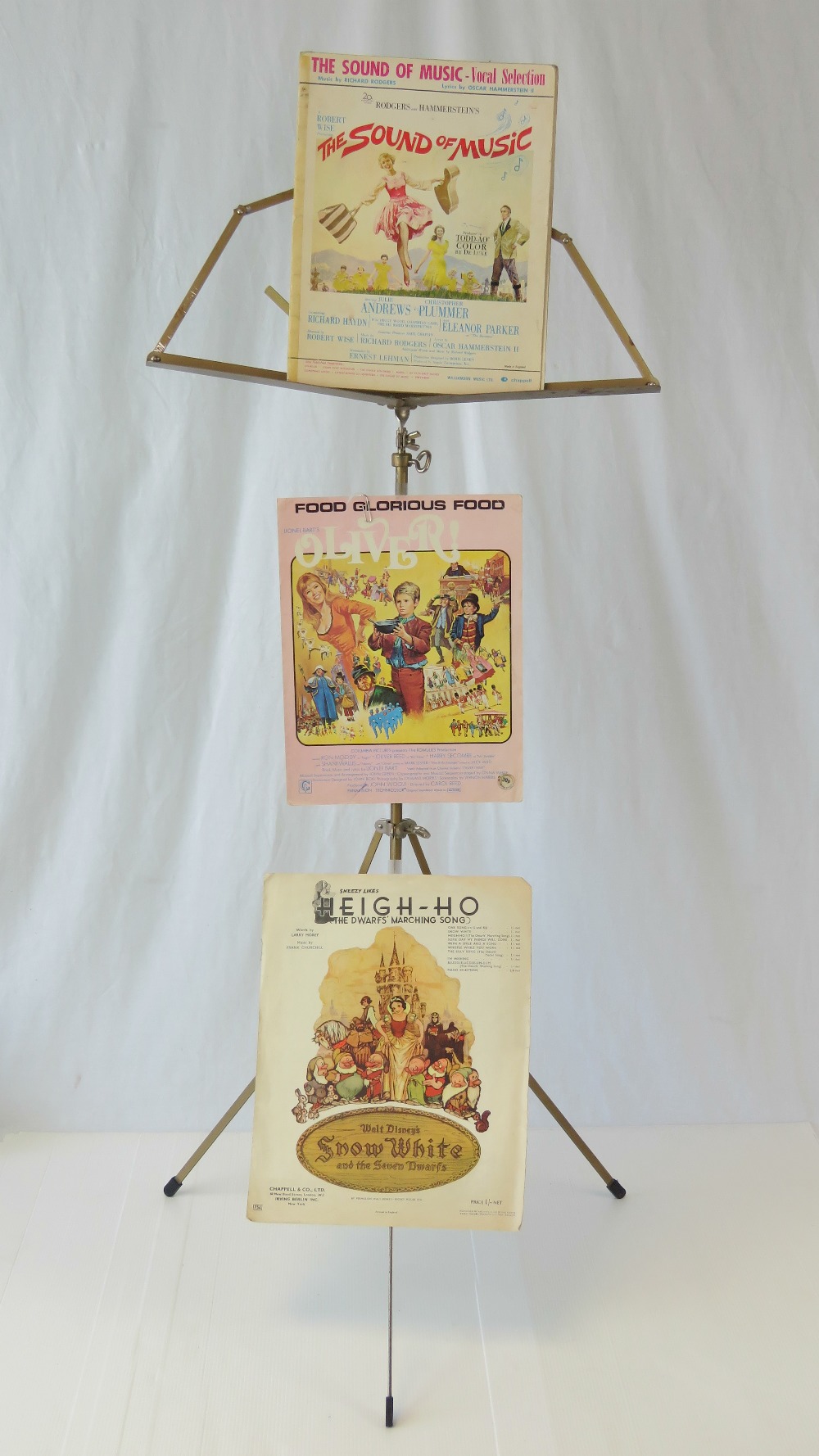 Three pieces of middle 20th century sheet music for popular musicals “Food Glorious Food” from