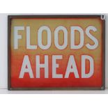 "Floods Ahead" - A rare early 20thC illuminated road-sign insert c1930;