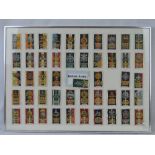 Fifty-two British Army cigarette cards, mounted and framed.