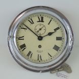 A good chrome-plated bulkhead clock "Smith's Empire" pattern c1940s/1950s;
