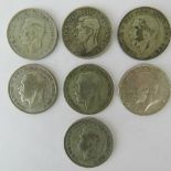 Seven half silver half crowns, 3.2ozt.