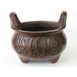 A large late 19th century Chinese bronze censer,