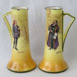 A pair of Royal Doulton Shakespeare ewers being Hamlet and Shylock, each with slight lip damage,