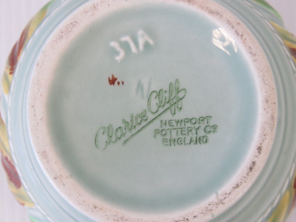 A Clarice Cliff hand painted preserve pot (without its lid); stamped “37A Newport Pottery Co. - Image 2 of 2