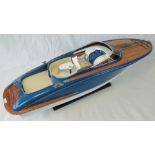 A finely detailed handmade contemporary 1/10th scale static model; Rama Blue Sapphire motor launch,