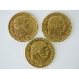 Three George III gilded shillings, each dated 1816, total weight 15.