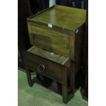 A Georgian mahogany pullout step commode with pot cupboard over, 50cm wide,