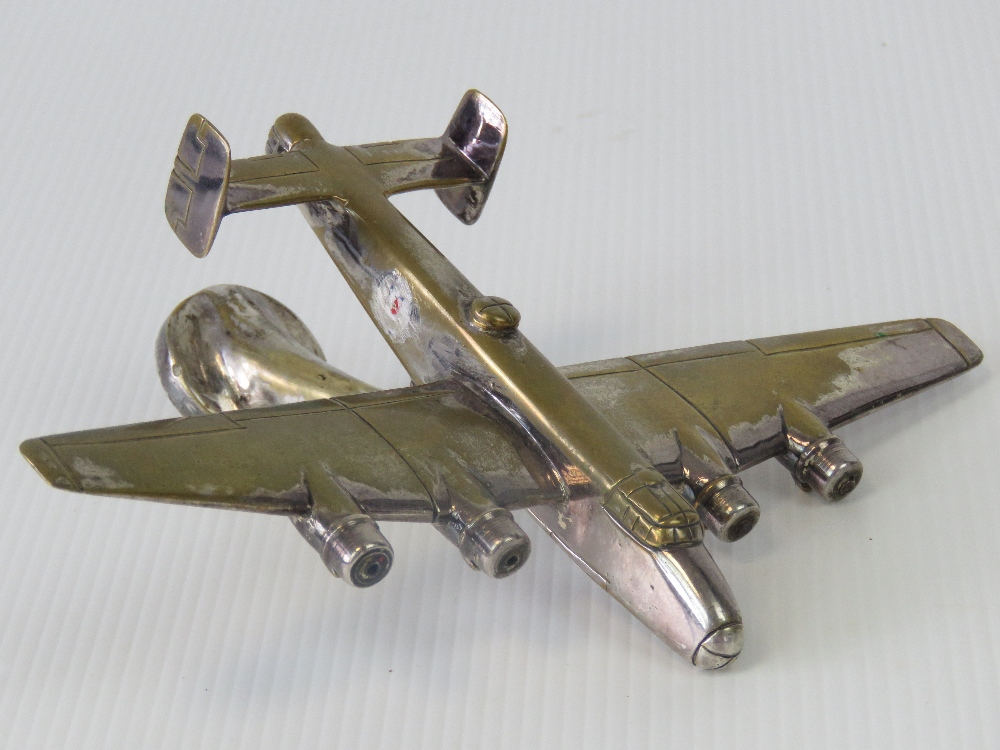 Halifax - A good silver-plated deskpiece model; depicting four-engined heavy bomber c1940s; - Image 2 of 2