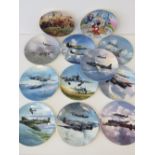 10 Coalport decorative plates of WW2 aircraft including depictions of Spitfire,