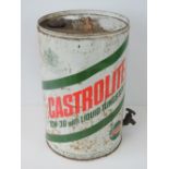 Castrol "Castrolite 10/40"; A Large 5-gallon oil-drum with brass dispenser-tap c1950s.