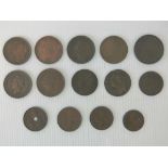 A quantity of copper coinage including James II 1690 half crown, a George III sitivar,