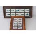 A framed montage of ten players motorcars cigarette cards series 50,