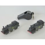A pair of miniature 'Lone Star Locos' tank engines each measuring 6cm in length,