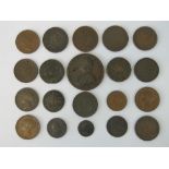 A quantity of assorted 19th century penny pieces and other copper coinage,