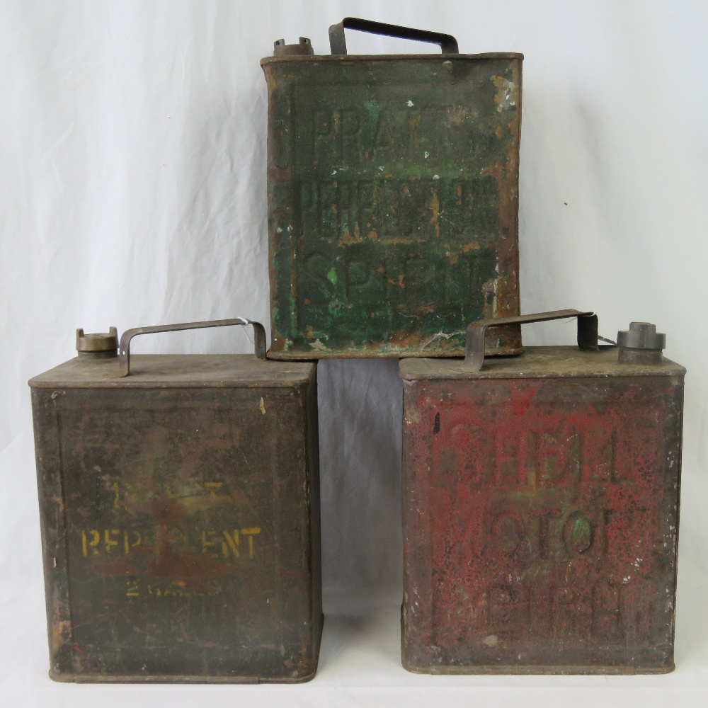 Three pre-war 2-Gallon petrol cans including Pratts Motor Spirit, etc. - Image 2 of 2