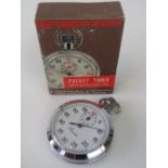A boxed and 'as new' Sports Industry Research Swiss made pocket timer stopwatch.