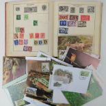 Stamps; World including China, Germany, South Africa, Nicaragua, stuck down, some unused.