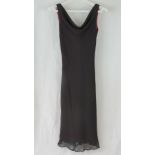 Laura Ashley; scoop back silk dress, size 8 (approx sizes - waist 72cm, length from shoulder 106cm).