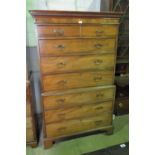 A good chest on chest comprising two short over three long drawers to upper section and three long