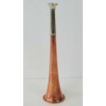 A Swaine & Adeney copper and silver plated hunting horn, marked '185 Piccadilly, London,