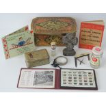 A small quantity of collectables to include; precious stones pocket compendium, a bone pen knife,