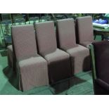A set of eight contemporary calicoes-covers dining chairs having fitted red-cloth covers.