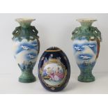 A pair of early 20th century Japanese export chalk ware vases, 32cm high,