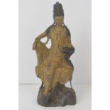 A Chinese gilt bronze Guanyin (Kwan Yin)