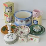 A quantity of assorted ceramics including Wedgwood bud vase, Wedgwood trinket pot,