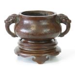 A 20th century Chinese, bronze censer wi