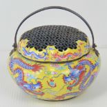 A Chinese Canton enamel on copper incens