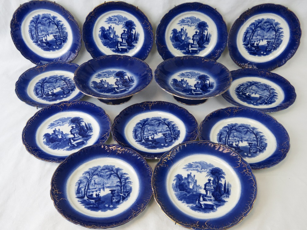 A quantity of eleven Victorian blue and