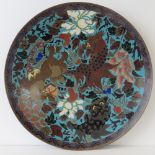 A Chinese turquoise cloisonne charger de
