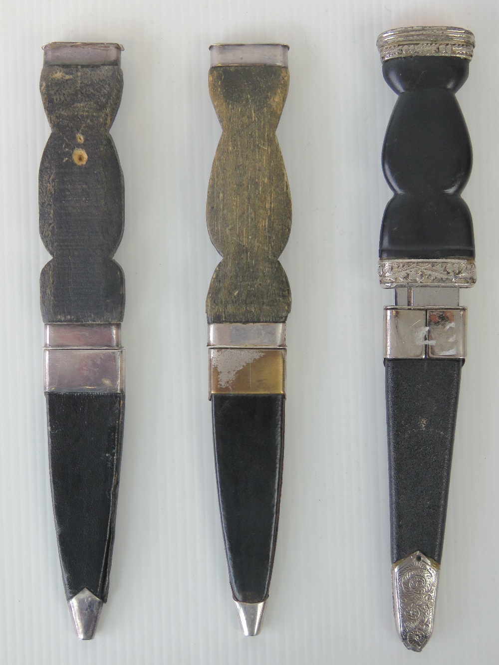 Three Scottish Sgian Dubh knives, complete with scabbards with white metal fittings. - Image 3 of 3