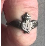 An RAF wings Stirling silver sweetheart ring.