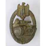 A WWII German Panzer badge, slight corrosion to front.