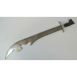 A modern African sword with hippo pommel, curved and shaped blade approx 54cm in length.