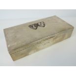 A white metal cigar box with 800 German silver marks,