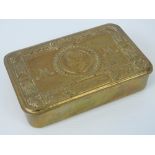 A Queen Mary Christmas 1914 brass tobacco tin containing; original tobacco,