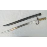 A 19th century French Chassepot bayonet complete with scabbard,