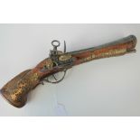 A 20th century copy of an 18th century naval blunderbuss flintlock pistol,